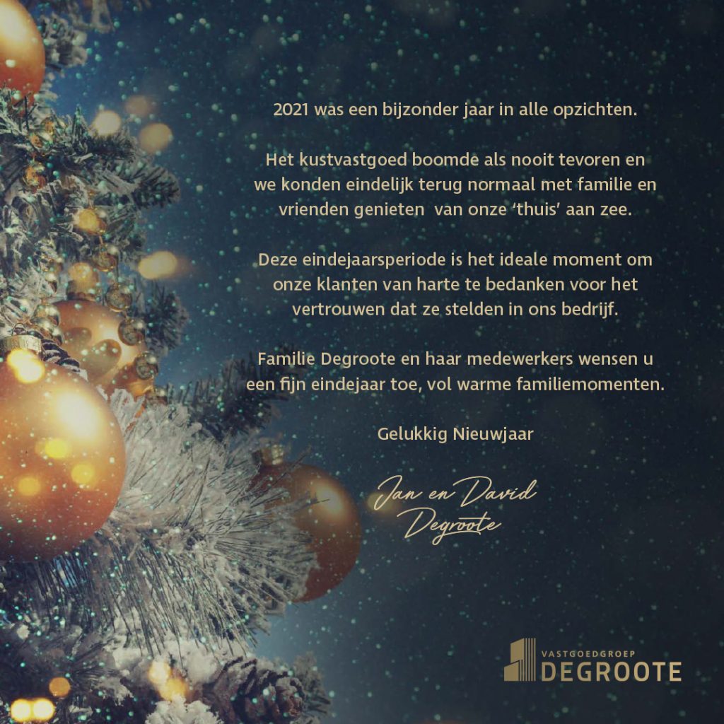 Vastgoedgroep Degroote wenst iedereen een fijn eindejaar toe